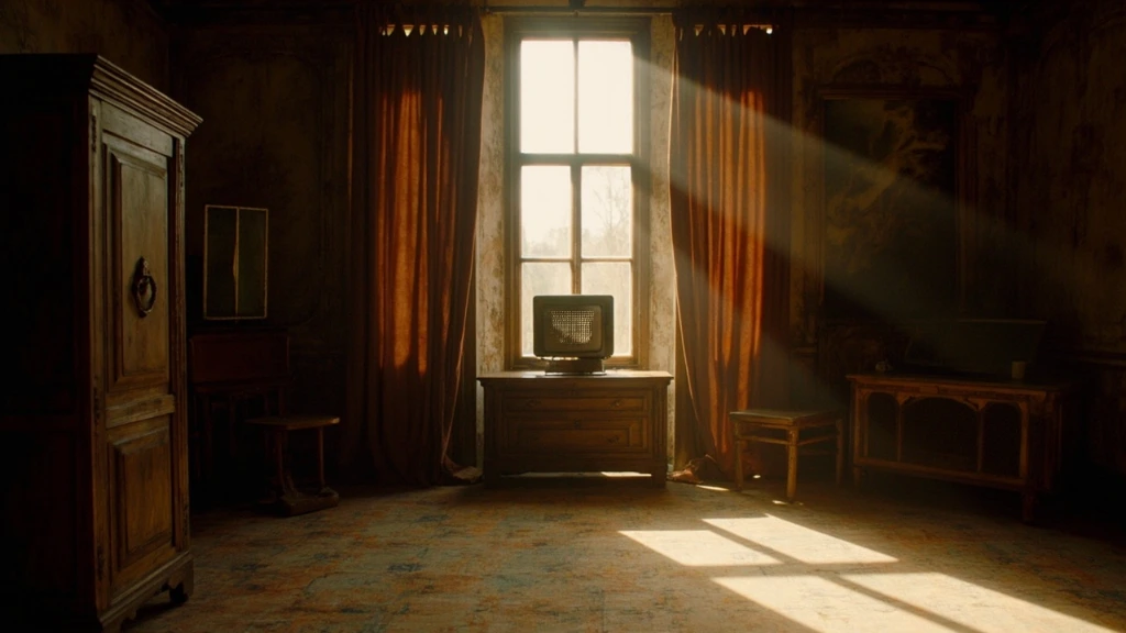 Stage set for Uncle Vanya with afternoon window light